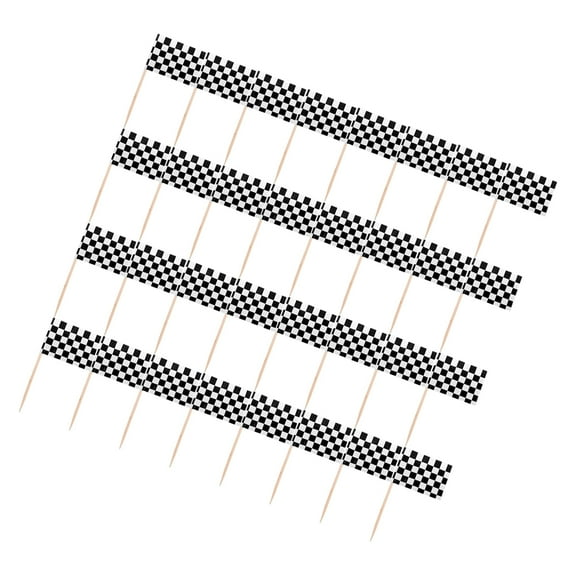 WHAMVOX Multi Color Racing Flag Cupcake Picks Paper Decorate for Parties and Events 48 Pcs