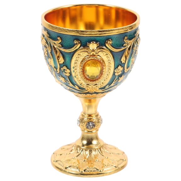 WHAMVOX Multi Color Vintage Design Zinc Alloy Chalice Goblet for Home Use Retro Offering Size 6.3x3.9 Inches