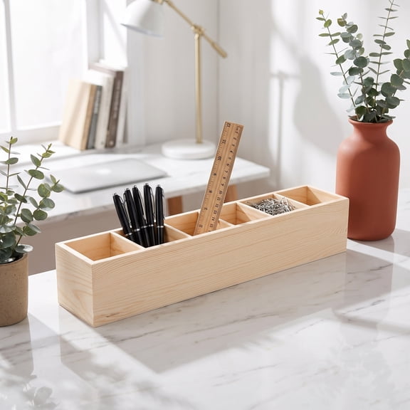 FESTFENDS Khaki Wooden Storage Box Durable Construction Accessory Organizer Home Office