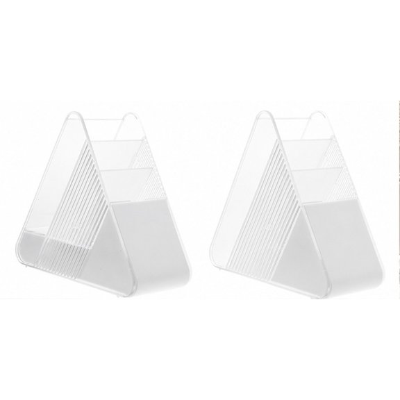 WHAMVOX White Triangle Plastic Pencil Holder, Multi-Purpose Desk Pen Cup, Makeup Brush Rack, Kitchen Utensil Organizer