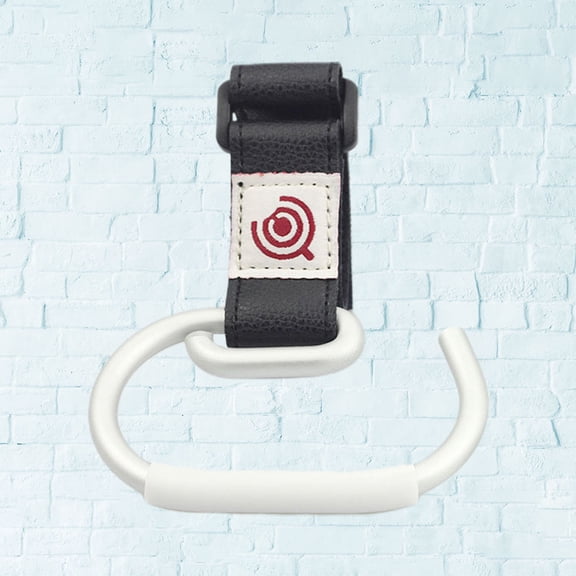 SEWCHICS Baby Stroller Hook Aluminum Alloy Pu Black Parents Shopping 1Pcs 3.5 x 4.7 x 0.3In