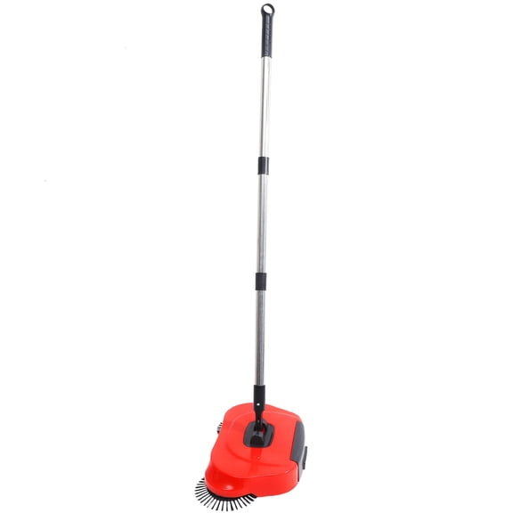 WHAMVOX Multi-function 3 in 1 Household Cleaning Lazy Hand Push Sweeper Broom Dustpan Trash Bin 360 Rotating Floor Cleaning Mop (Red)