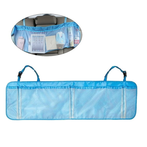 WHAMVOX Multi-function SUV Car Auto Interior Backseat Trunk Cargo Tidy Net Removable Hanging Organizer Storage Large Capacity Foldable Mesh Pockets Vehicle Back Seat Organizers Bag (Blue)
