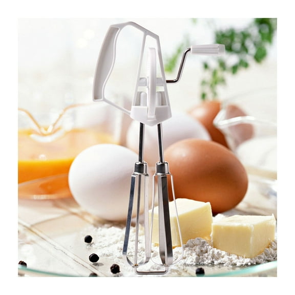 WHAMVOX Multifunction Stainless Steel Egg Hand Whisk Spiral Mixer Plastic Mixer Kitchen Gadget (White)