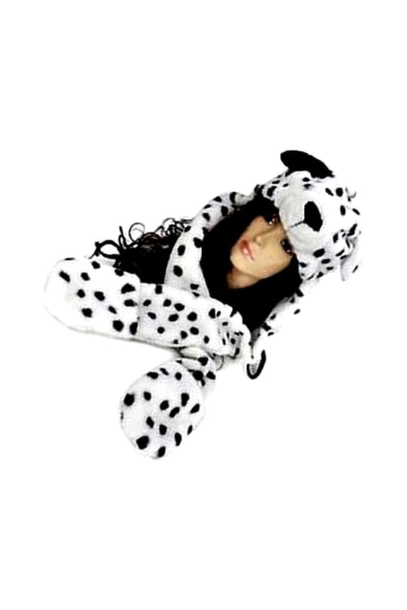 Multifunctional Cartoon Animal Dalmation Dog Plush Warm Hat by Generic