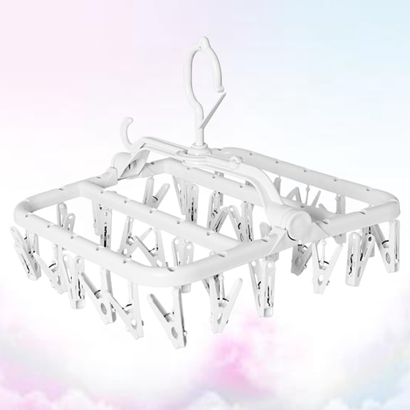 WHAMVOX Large Size Foldable Hanging Clips for Socks and Clothes, Multifunctional White Clothes Hanger Clips, Anti- Design