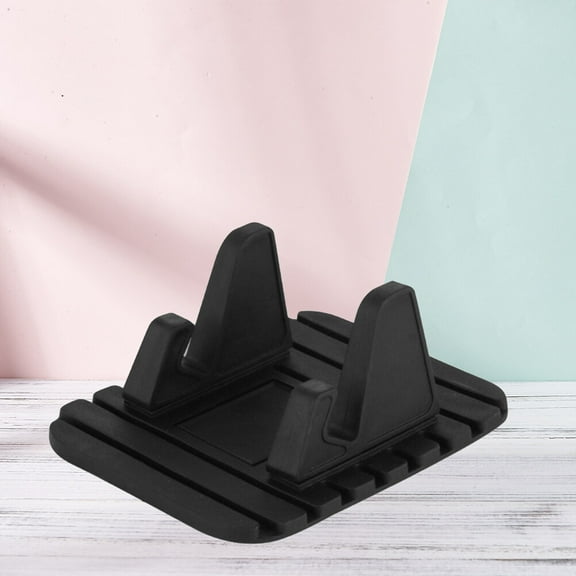 WHAMVOX Multifunctional Vehicle Mounted Mobile Phone Navigation Support Holder Silicone Car Dashboard GPS Desktop Stand Bracket for Smart Phones (Black)