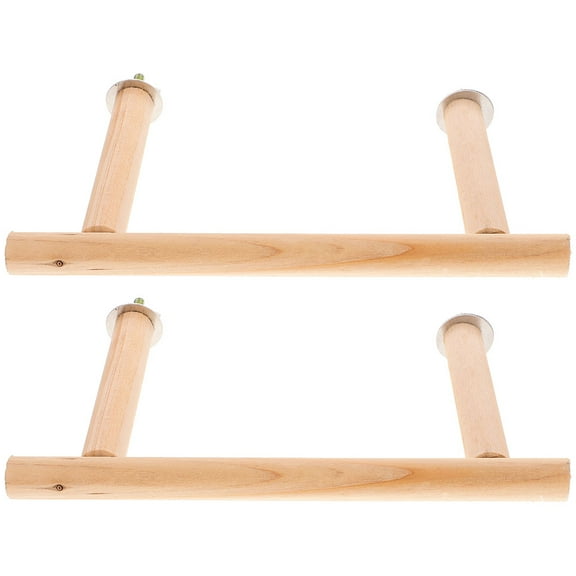 WHAMVOX Natural Wood Bird Perch Stand for Parrot Safe Brown Wood Material Great for Exercise 2pcs