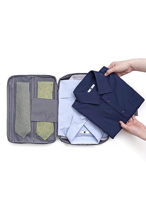 Navy Blue Fashion Multifunctional Travel Waterproof Storage Organizer Bags Portable Type Shirt Tie Finishing Package Clothes Case