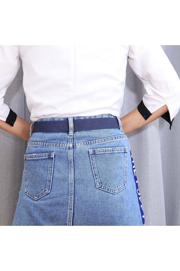 Navy Unisex Slim Stretch Belt for Daily Wear with Invisible Design 80100CM