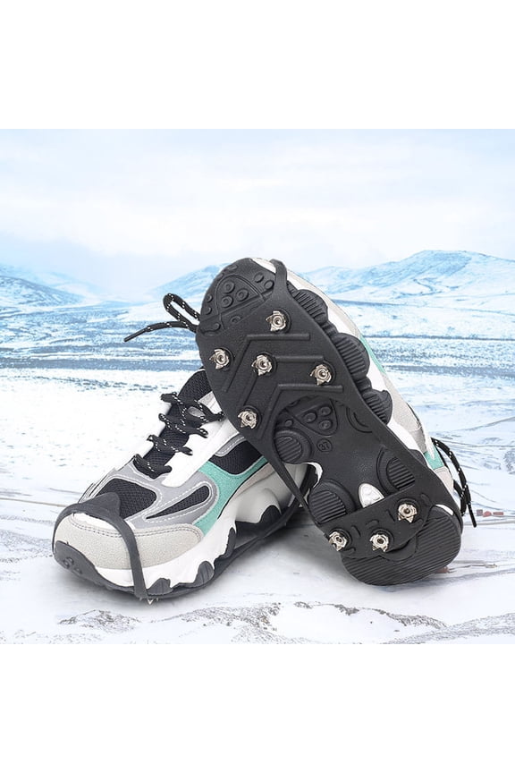 WHAMVOX Non-slip Crampon Shoe Covers for Snow with TPE and Metal Material Black Pair