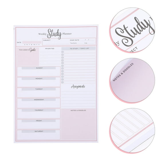 WHAMVOX Notebook Memo Pad Weekly Planner Notepad Small School Stationery Work Pink