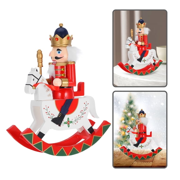 WHAMVOX Nutcracker Christmas Figurine, Nutcracker Statue Ornaments Puppet Soldiers Figure for Christmas Shelf Tabletop Birthday Party Decorations Red