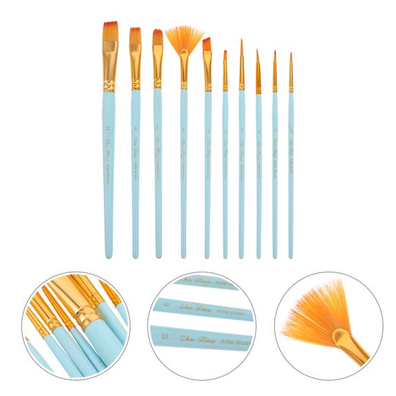 WHAMVOX Nylon Paintbrushes for Painting Use Blue Comfortable to Hold Easy to Clean 1 Set