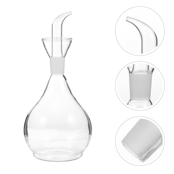 SKISUNO Transparent Glass Oil Bottle with Pour Spout, Kitchen Condiment Dispenser for Olive Oil, Vinegar, and Sauces