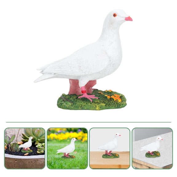 HOOWIFFY White Resin Dove Statue For Indoor And Outdoor Decor 1Set 9.4X8.7In