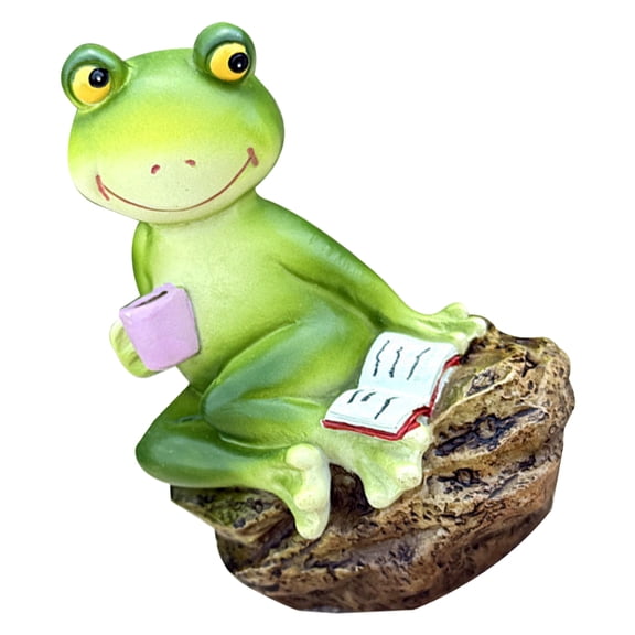 WHAMVOX Cute Green Resin Frog Statue for Home Decoration and Outdoor Use VersatileFunny Drinking Frog Figurine 4.7 Inches