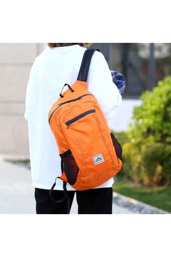 Outdoor Sports Waterproof Backpack Folding Lightweight Backpack Daypack for Outdoor Traveling Hiking Camping (Orange)