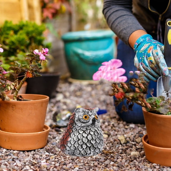 WHAMVOX Owl Key Hider Sculpture Decorative Resin Key Hider Statue for Garden Outdoor Stone Key Box Hidden Key Holder Secret Lock Box for Outside Yard