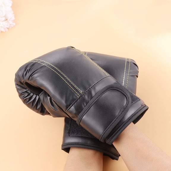 WHAMVOX PU Boxing Gloves Training Mitts Sparring Hand Pads for Taekwondo Kickboxing Fighting (Black)