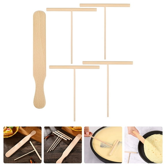 WHAMVOX  Pancake Wooden Rake Breakfast Cooking Tools Spreader