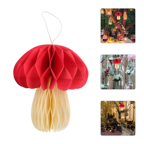 WHAMVOX Paper Mushroom Ornament Landscape Decor Hanging Office Baby Red