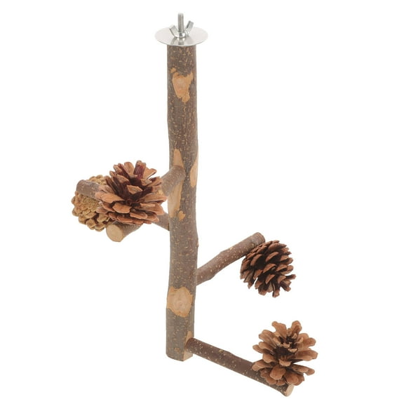 WHAMVOX Parrot Cage Hanging Perch Stand Pinecone Wooden Parrot Climbing Stand Wear-resistant Bird Rest Stand