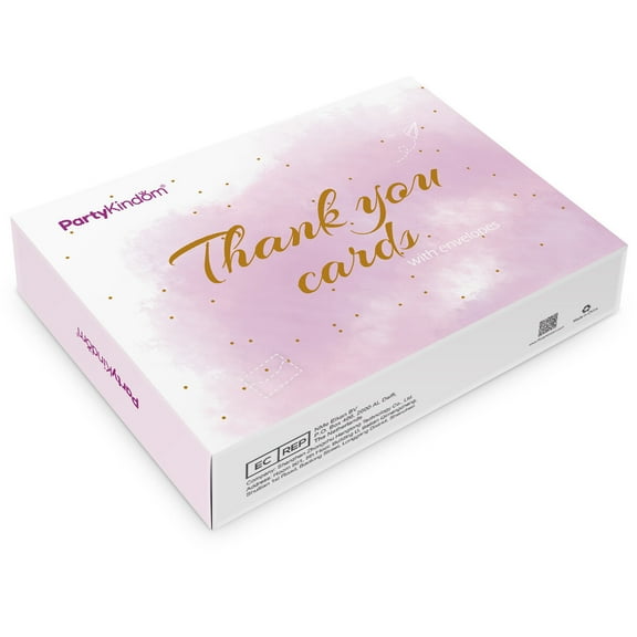 WHAMVOX Partykindom 48PCS Birthday Thank You Greeting Cards with 48PCS Envelopes Bronzing Greeting Decorative Invitation for Thanksgiving