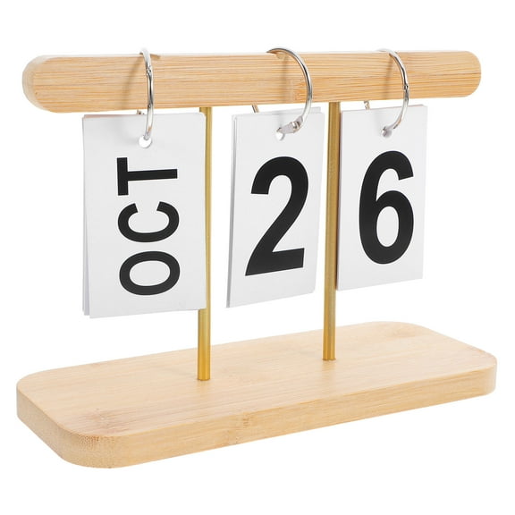 WHAMVOX Perpetual Metal Calendar Vintage Bamboo Iron Calendar Perpetual Desk Calendar Daily Desk Calendar for Home and Office