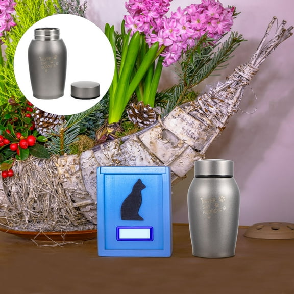 WHAMVOX Pet Ashes Cremation Urn Dog Sealed Cinerary Casket Stainless Steel Ash Jar