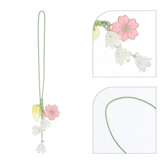 SEWCHICS Mobile Phone Pendant Purple Handmade Flower Phone Charm Glaze 1Pcs