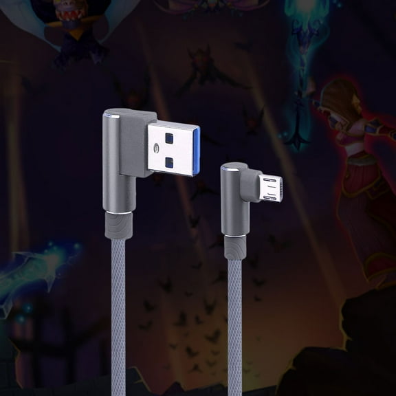 HOOWIFFY Charging Cable Micro Usb USB Micro Cable Right Angle Grey 1Set