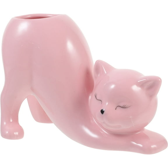 WHAMVOX Pink Ceramic Cat Planter for Succulents and Plants Cartoon Flower Pot for Garden Decor Storage 1