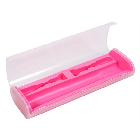 WHAMVOX Pink Electric Toothbrush Travel Case for Storage Compact Plastic Holder Fits 2 Heads 21.5x8x4.5cm