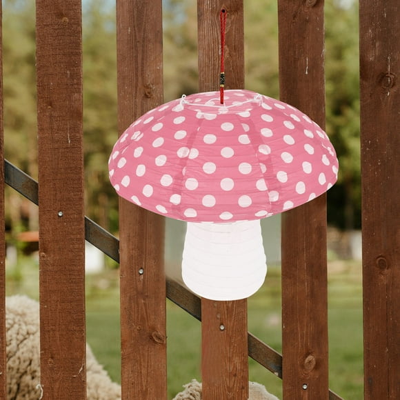 WHAMVOX Mushroom Shaped Pink Paper Lanterns 3Pcs 12x7In