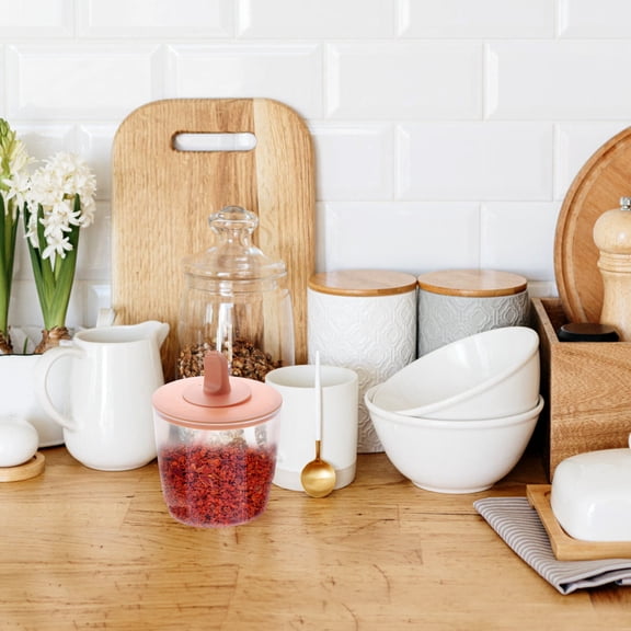 WHAMVOX Pink Plastic Spice Holder for Home with Removable Lid and Freshness Preservation 4.5x3.2 Inches