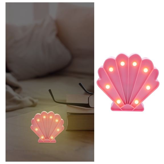WHAMVOX Pink Seashell Shaped LED Night Light for Decoration Battery Powered Plastic Material