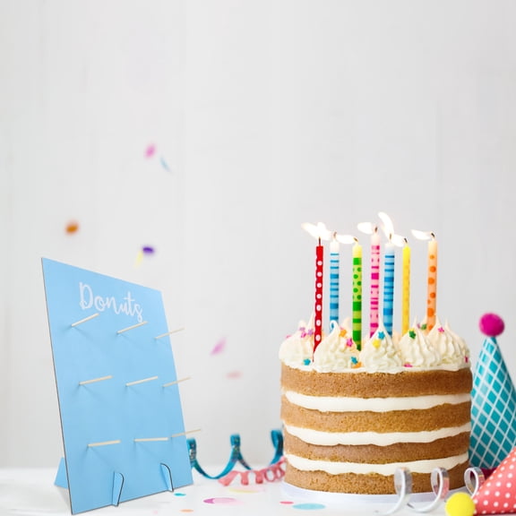 WHAMVOX Doughnut Holder Wooden Sky-Blue for Baby Shower 1Pack 15.7X11.8X2In