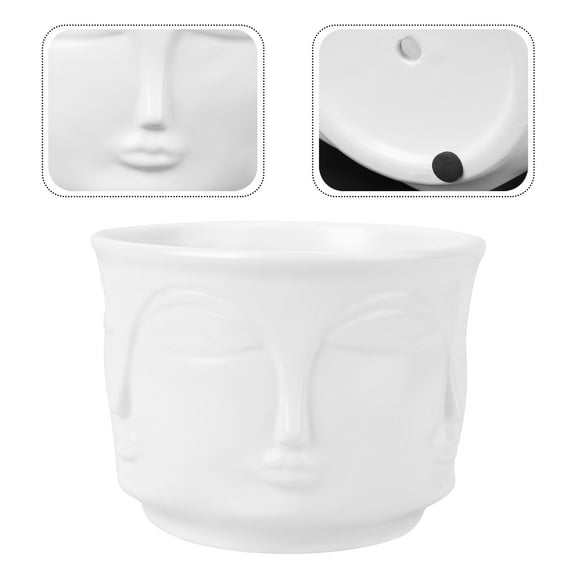 WHAMVOX Planter Face Pottery Vase Ceramic Flowerpot Man Face Flower Vase 1pcs White