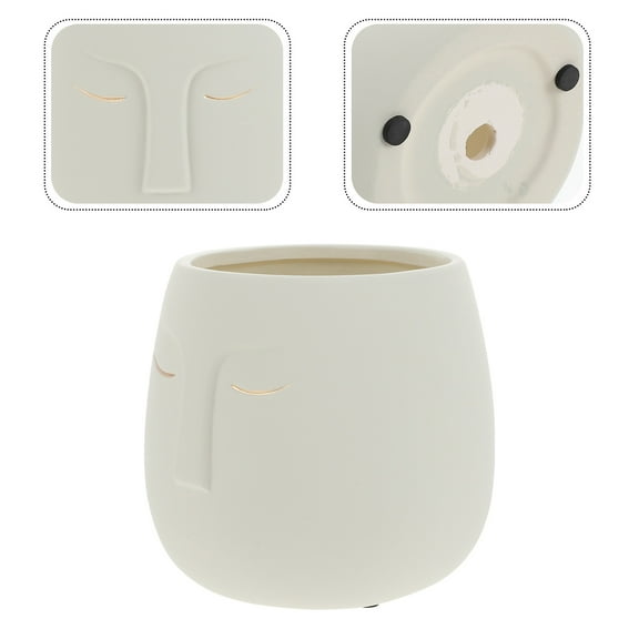 HOOWIFFY Artistic Flower Pot Ceramics Abstract Face Minimalist 1Pack For Living Room