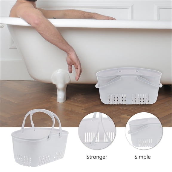 WHAMVOX Plastic Bath Basket Bathroom Sundry Container Pink Organizer Small Grey