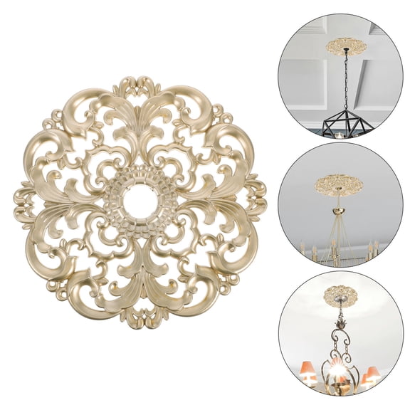 WHAMVOX Plastic Carving Decoration Round Home Lighting Ceiling Medallion Ring Golden