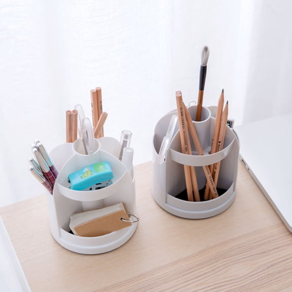 WHAMVOX Plastic Desk Organizer for Office Grey Multifunction Pen Holder Keeps Desk Clean and Tidy 7.87 Inches