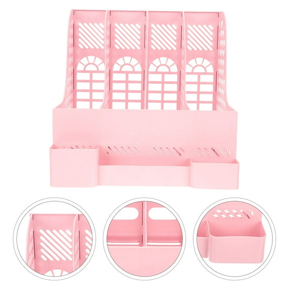 WHAMVOX Plastic File Holder Convenient Magazine Student Office Pink