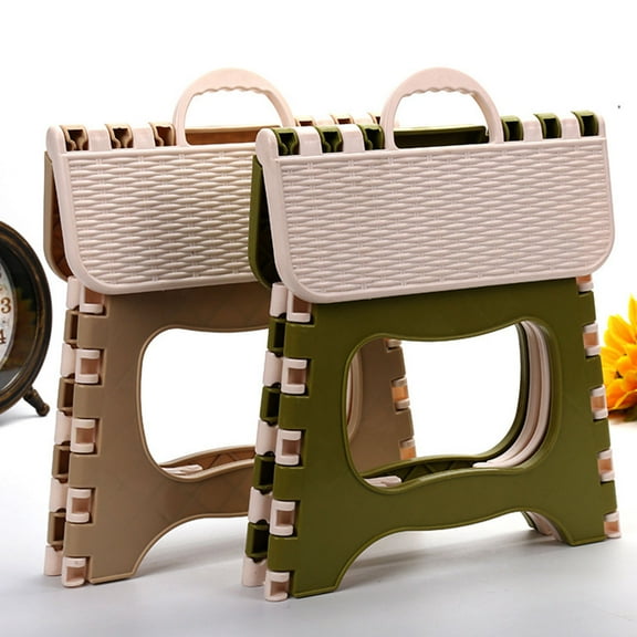 WHAMVOX Plastic Folding Stool Bathroom Small Bench Portable Folding Stool - Size Large (Green)