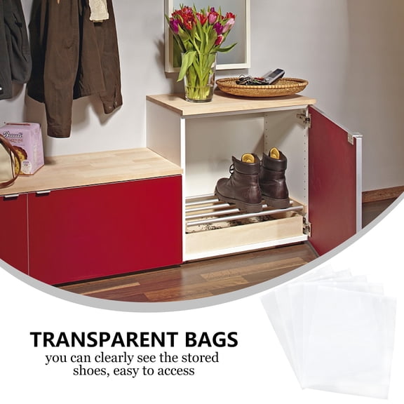 WHAMVOX Plastic Shoe Bags for Storage Assorted Color HDPE Material 5pcs Transparent Shoes Pouch