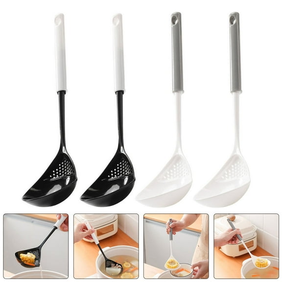 WHAMVOX Plastic Slotted Spoon with Hanging Hole for Kitchen Use Assorted Pieces