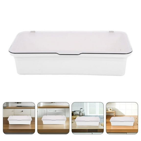 WHAMVOX Plastic Storage Box With Lid Kitchen Chopsticks Box Utensils Drawer Organizer Countertop Silverware Container