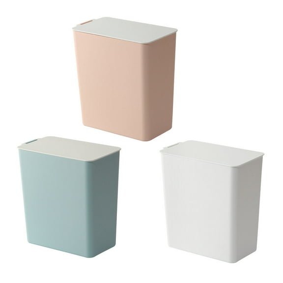 WHAMVOX Plastic Trash Can Basket Small Bin Trashcan with Lid Garbage Cans Pink