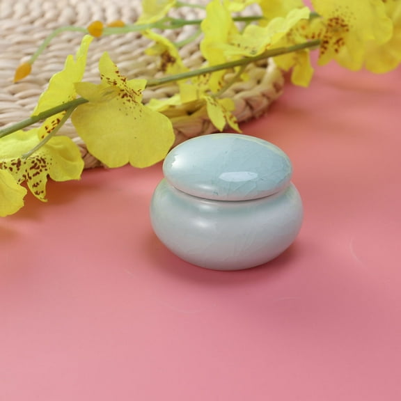 WHAMVOX Portable Blue Ceramics Storage Bottle for Creams with Sealed Tin Foil Lid 4.6X2.7X3.5CM